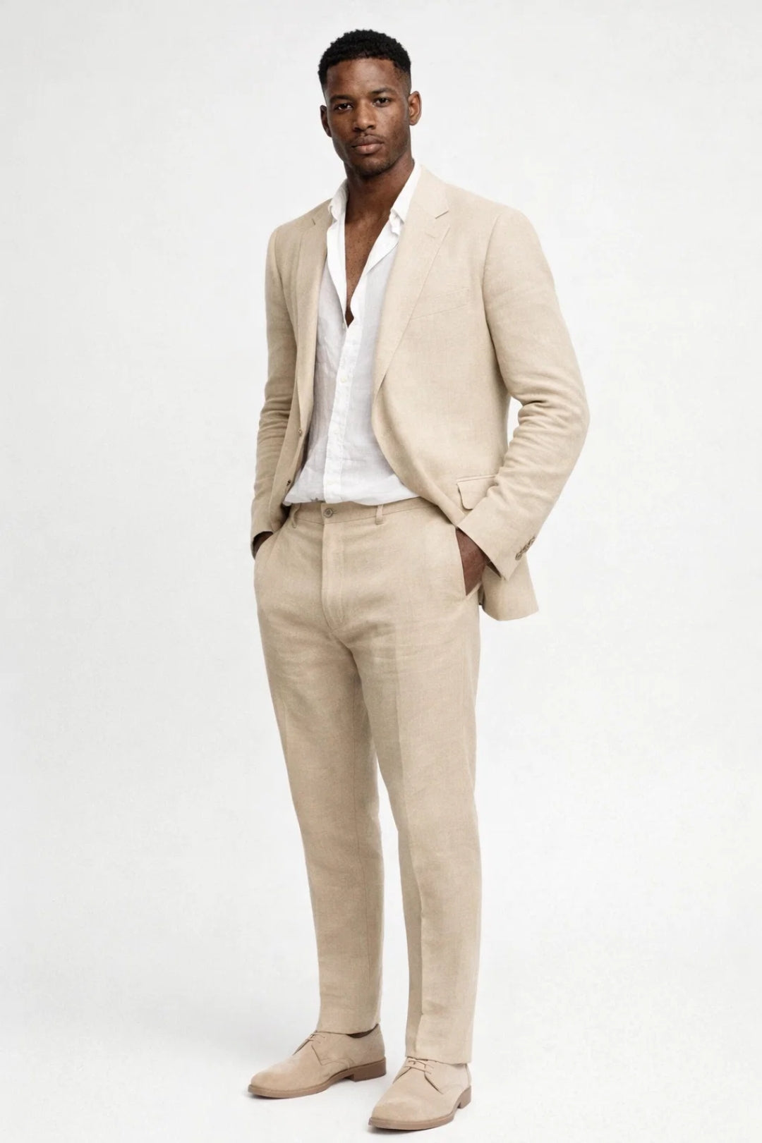 Herre Afslappet Todelt Jakkesæt – Skræddersyet Blazer og Bukser til Smart Casual Begivenheder