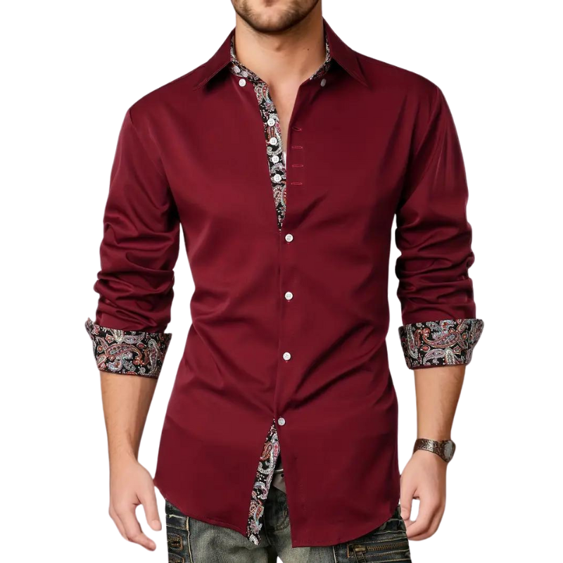 Men's Button-Down Shirt with Patterned Details – Tailored Shirt for the Office, Everyday Wear, Business, and Smart-Casual Style