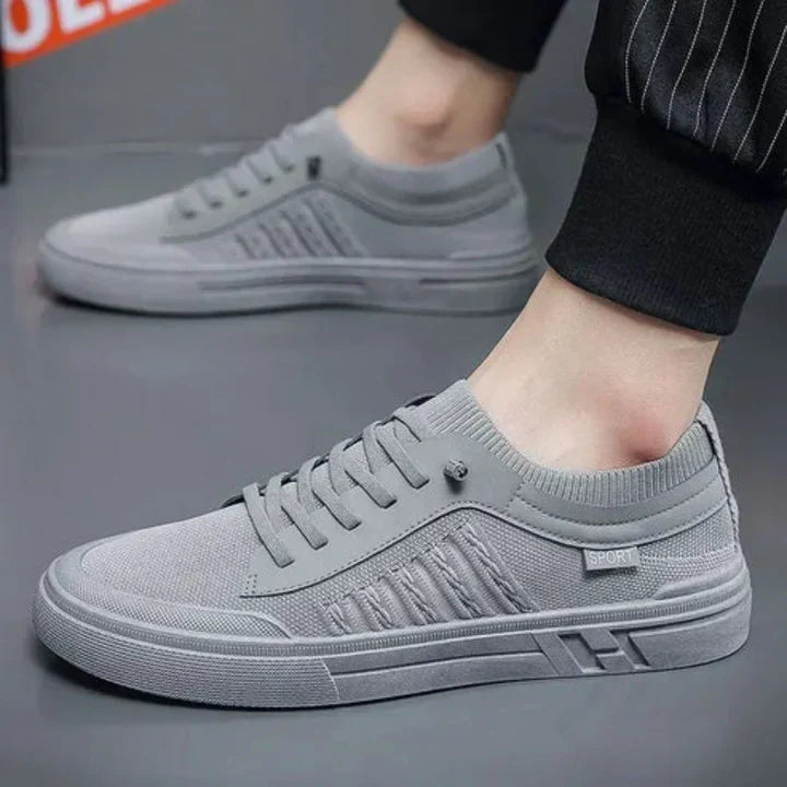 Herre Åndbare Lave Sneakers Med Snørebånd Og Teksturerede Paneler – Lette Fritidssko Til Sommer, Byliv Og Hverdagsbrug