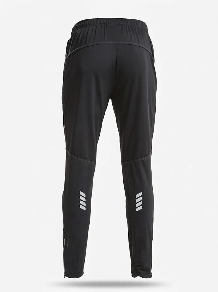 Men's thermal fleece cycling pants with waterproof and windproof design - reflective winter pants with zippered pockets for cycling, running, and outdoor use