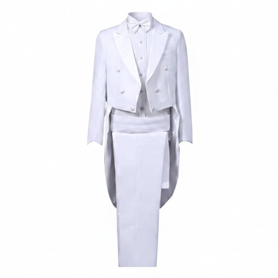 Pánský frakový oblek s žaketem a smokingovými detaily - elegantní formální outfit na večírky, scénická vystoupení a představení