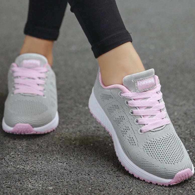 Dame Letvægtssneakers Til Gåture – Åndbare Snøresko Til Hverdags- Og Rejsebrug