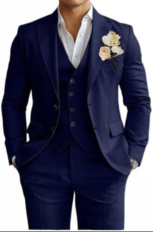 Herre Tredelt Jakkesæt I Hørblanding Med Slim Fit – Let Og Elegant Habit Til Sommerbryllupper Og Festlige Anledninger