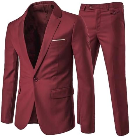 Herre Todelt Jakkesæt Med Krølfrit Materiale Og Slim Fit – Elegant Habit Til Forretningsbrug Og Bryllupper