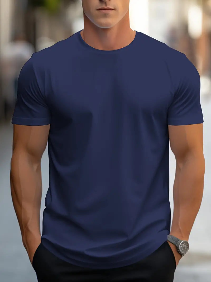 Herre Slim Fit T-Shirt Med Rund Hals Og Kort Ærme