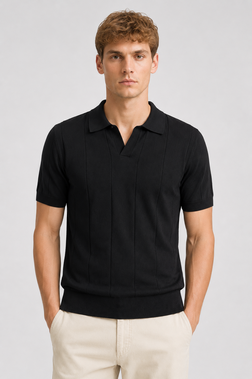 Herre Finstrikket Polo Med Smart Casual Stil