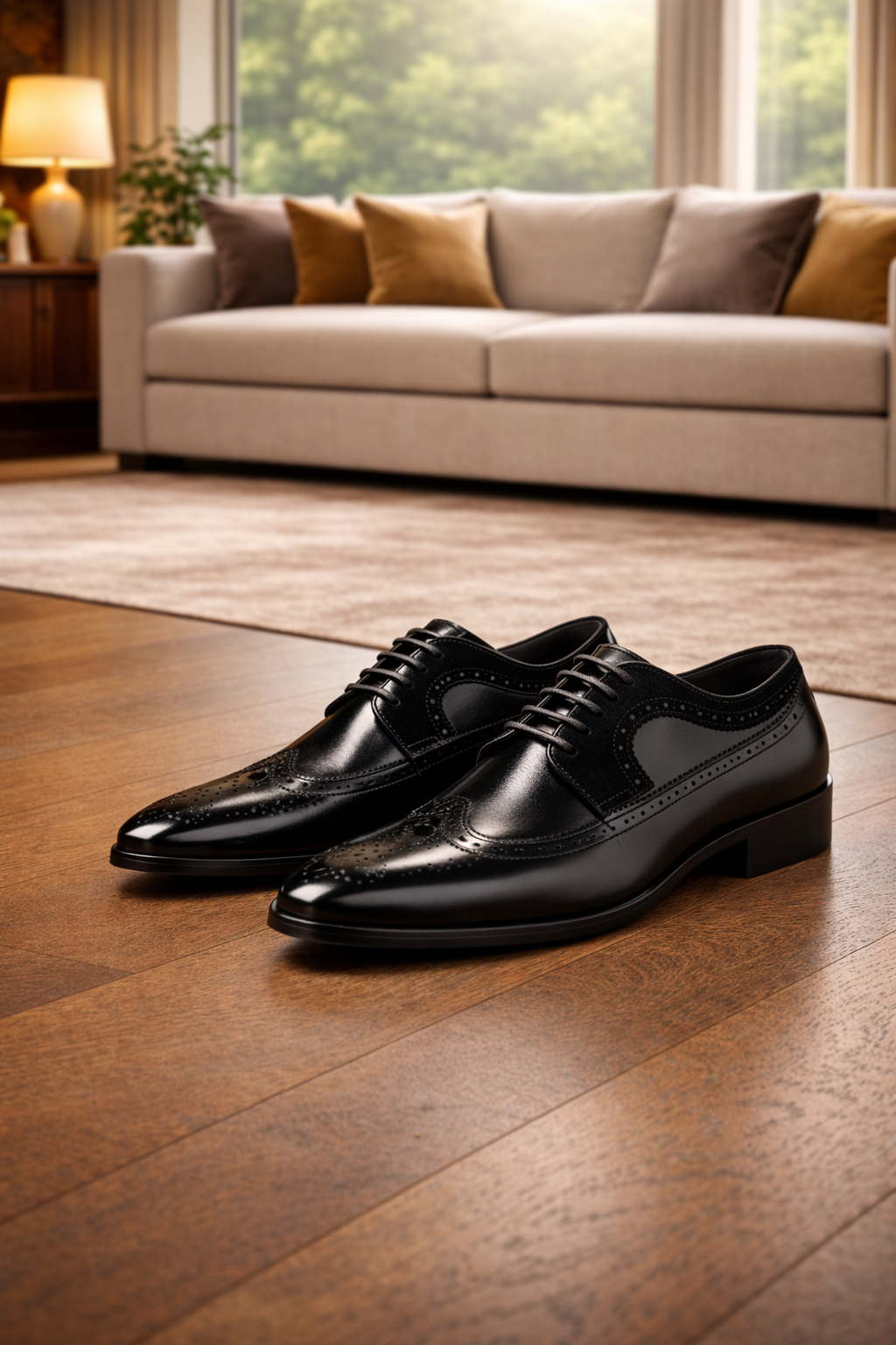 Herre Oxford-sko I Læder Med Broguedetaljer – Klassiske Dress-sko Til Kontor, Business, Bryllup Og Formelle Anledninger