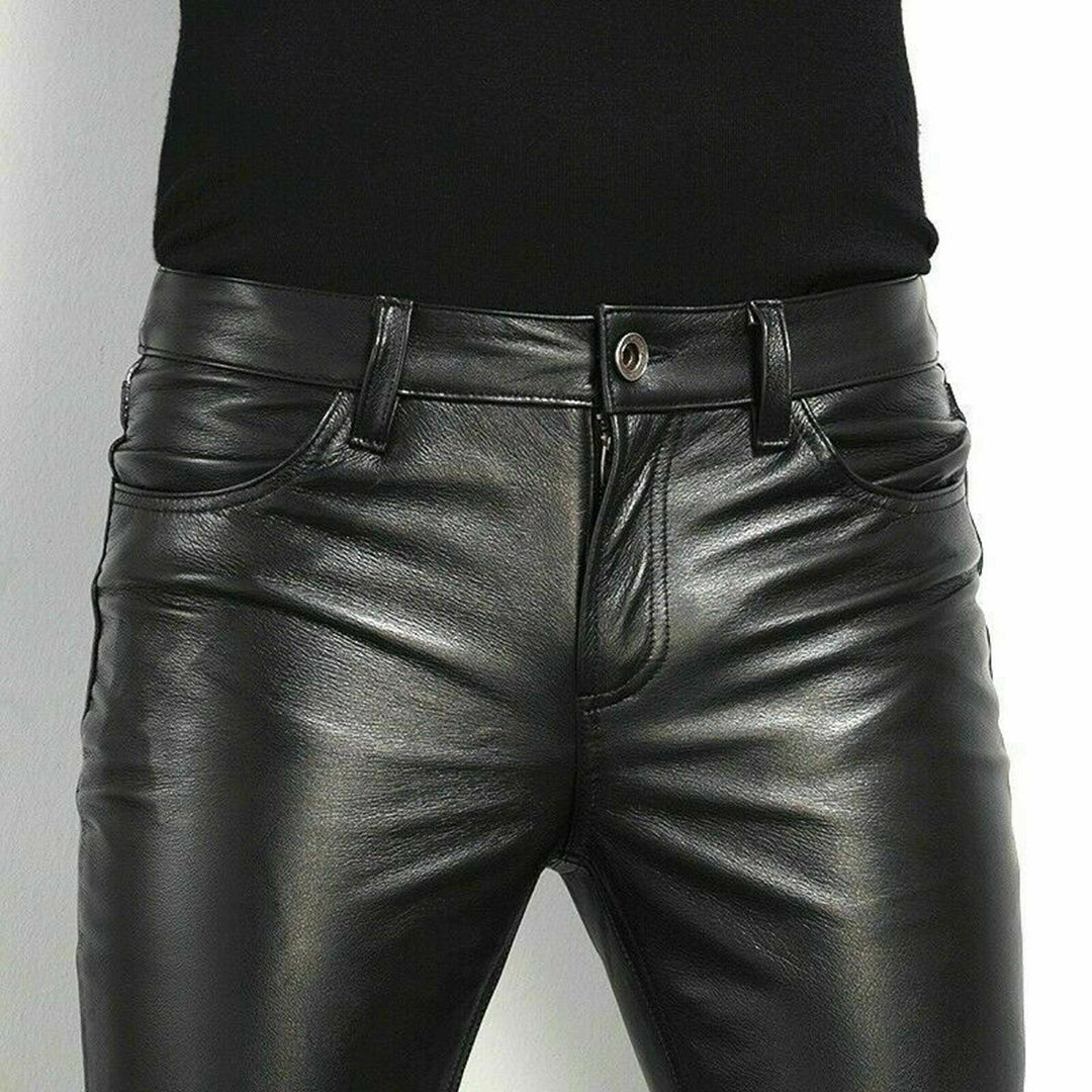 Men's Slim-Fit Faux Leather Trousers – Modern Pants for Streetwear, Parties, Leisure, and Smart-Casual Style