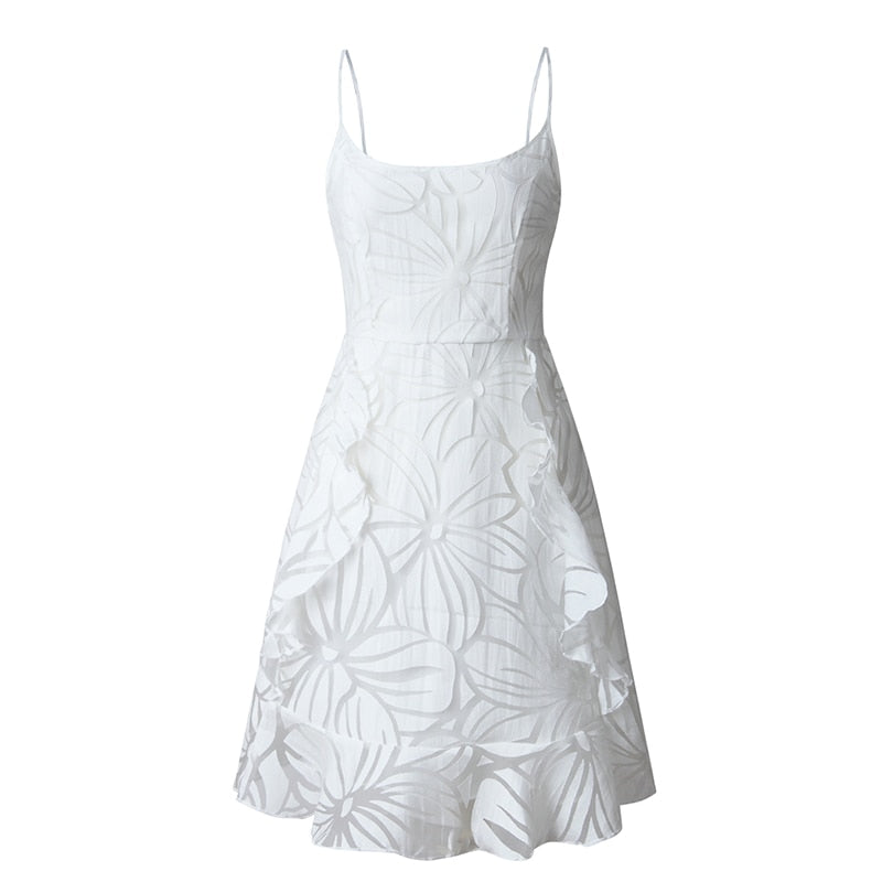 Rochie mini de damă cu imprimeu și detalii cu volane – Rochie de vară ușoară pentru vacanță, purtare zilnică și ocazii casual