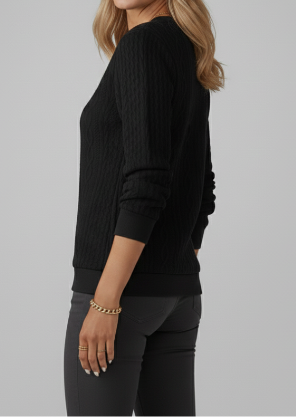 Women's Cable-Knit Sweater with Half-Zip and High Neck – Fitted Pullover for Fall, Winter and Stylish Everyday Wear