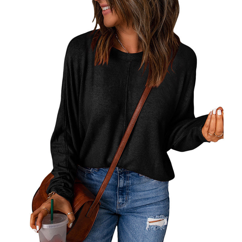Women's Loose-Fit Long-Sleeve Top with Seam Details - Soft Everyday Top with a Relaxed Fit for Everyday Wear and Layering