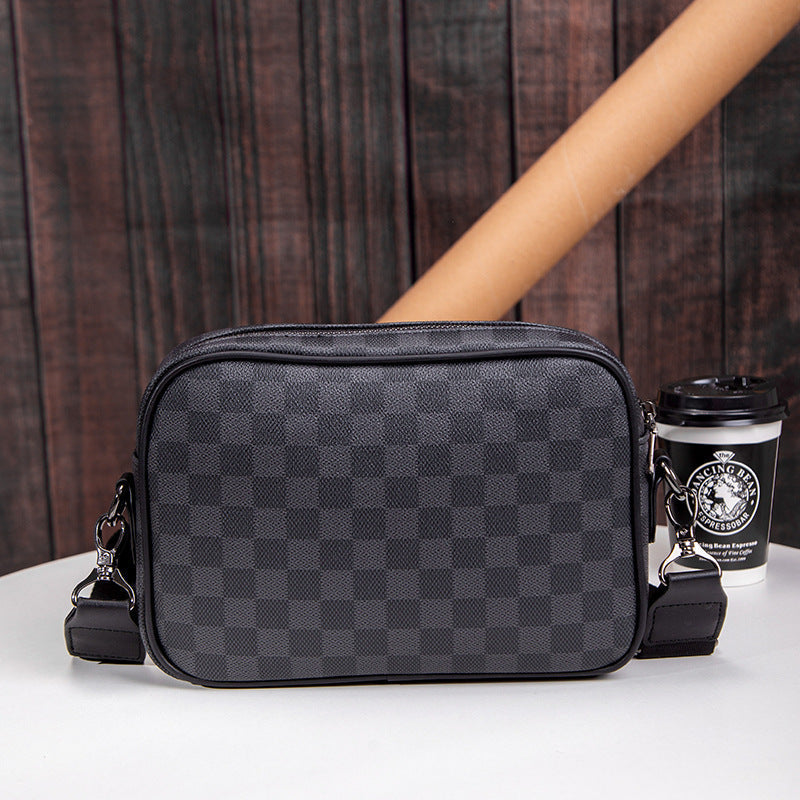 Herre Tekstureret Crossbody Messengertaske Med Ternede Paneler