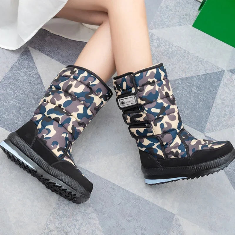 Botas de nieve impermeables hasta media pantorrilla para hombre con diseño aislante y suela antideslizante – Cálidas botas de invierno para días fríos, actividades al aire libre y actividades invernales