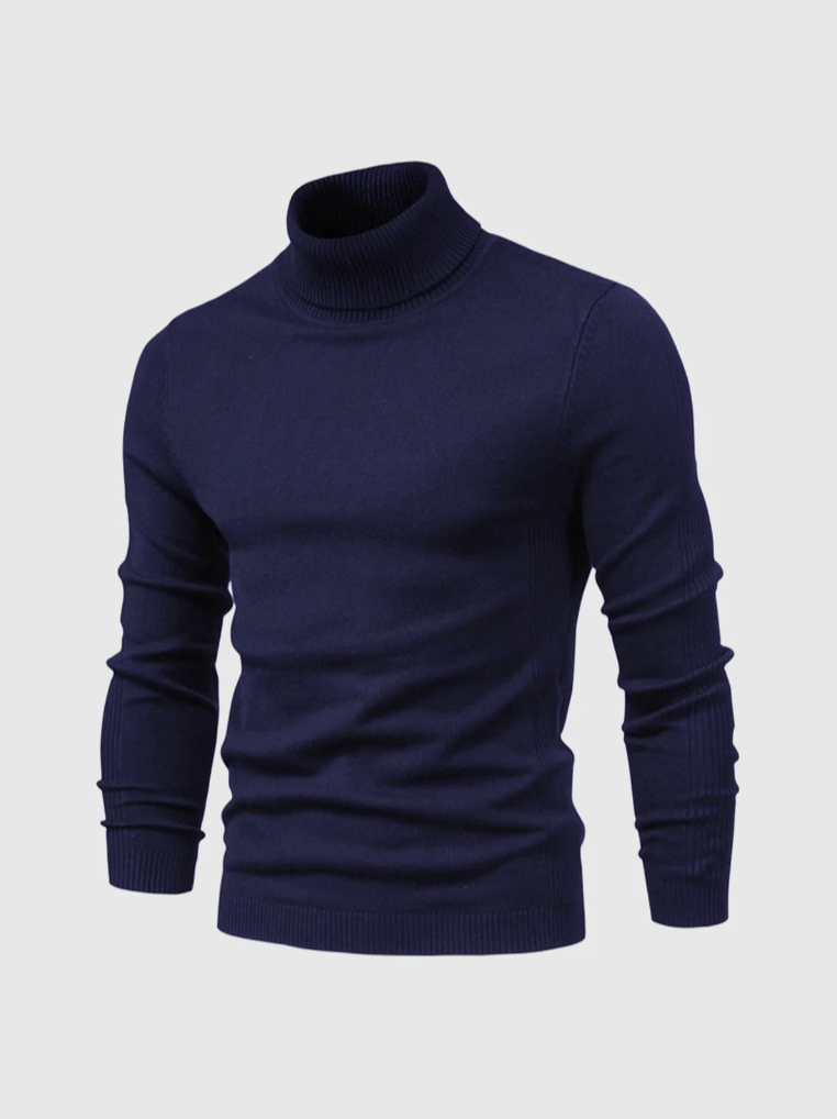 Męski cienko dziergany sweter z golfem, miękkiej jakości, z długimi rękawami i dopasowanym krojem slim fit - elegancki sweter na zimę, do stylizacji warstwowych i stylu smart casual