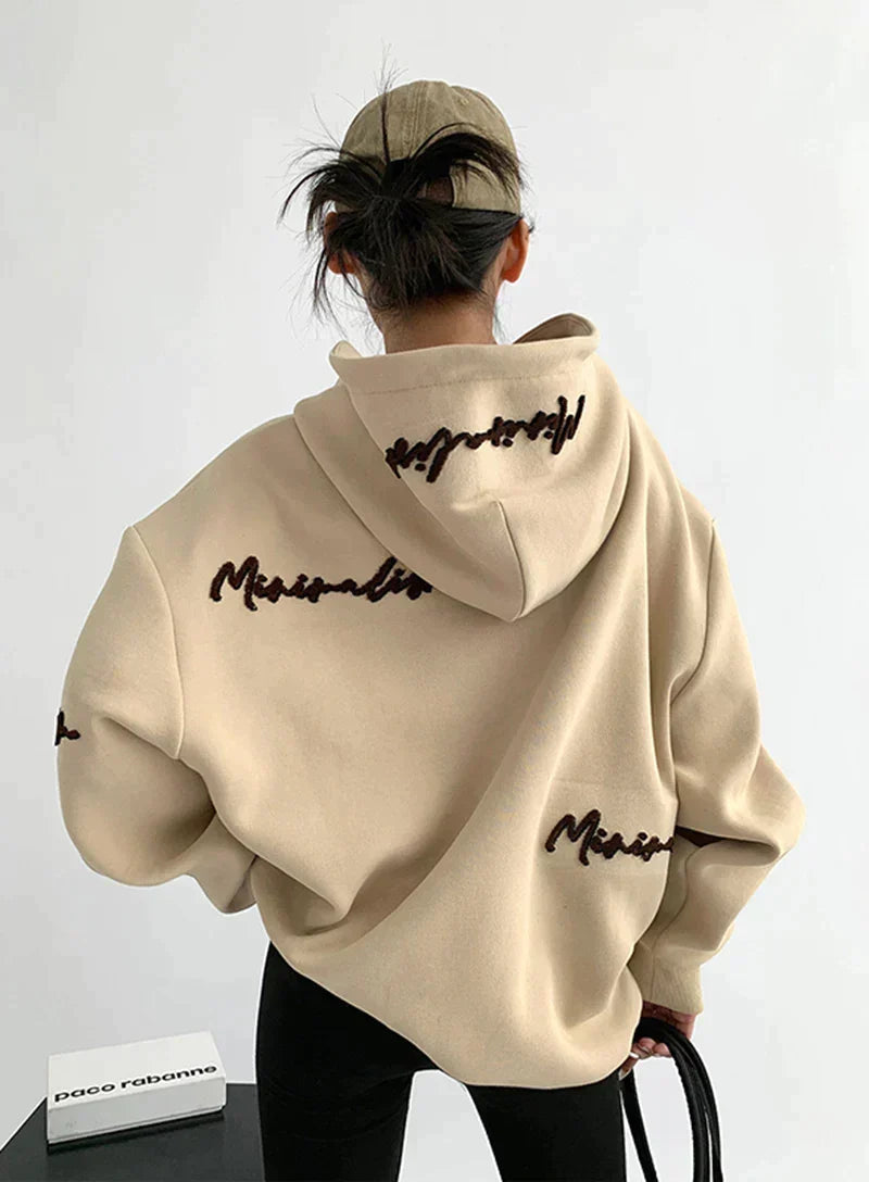 Women's Oversized Hoodie with Graphic Print and Long Sleeves - Relaxed Pullover for Everyday Wear, Leisure, and Streetwear Style