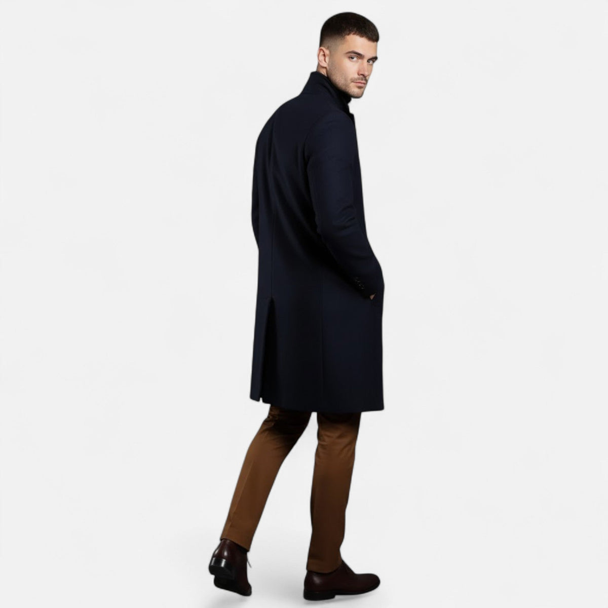 Men's Mid-Length Wool Trench Coat – Classic Outerwear for Fall, Winter, Everyday Wear and Smart Casual Style