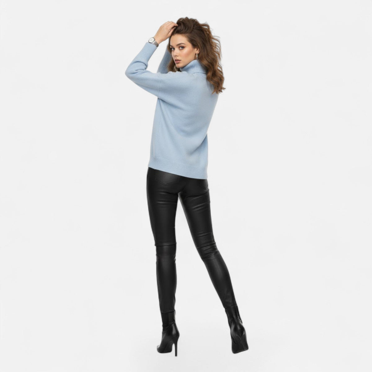 Dame Oversize Rullekravesweater I Uldblanding – Tyk Og Varm Strik Til Efterår, Vinter, Hverdagsbrug Og Smart Casual Stil