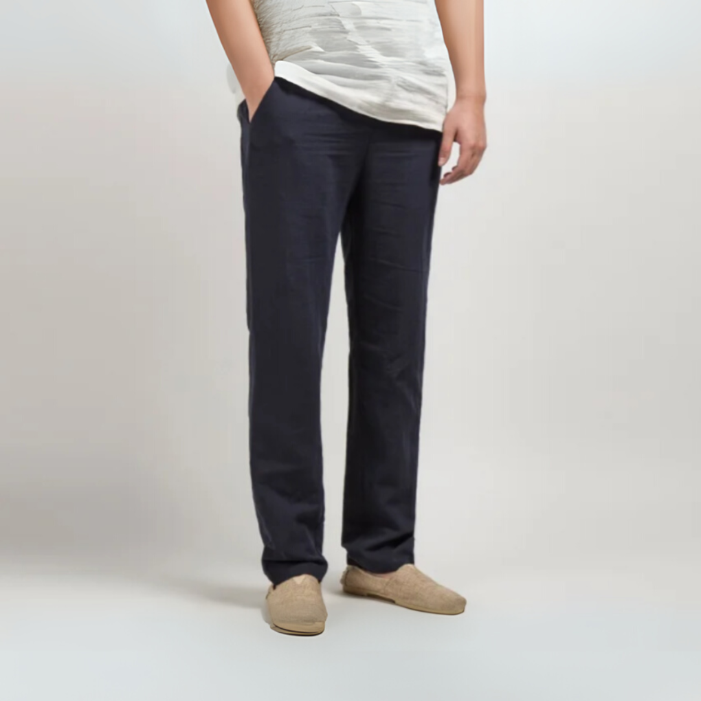Men's Linen Trousers with a Relaxed Fit and Straight Legs – Lightweight Summer Style for Holidays, Everyday Wear, and Casual Outfits
