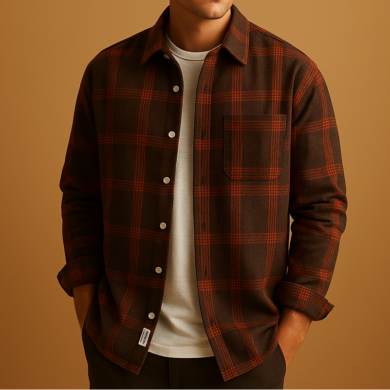 Herre Langærmet Skjorte Med Print Og Knaplukning – Regular Fit-design Med Klassisk Krave Til Hverdagsbrug, Weekender Og Smart Casual-outfits
