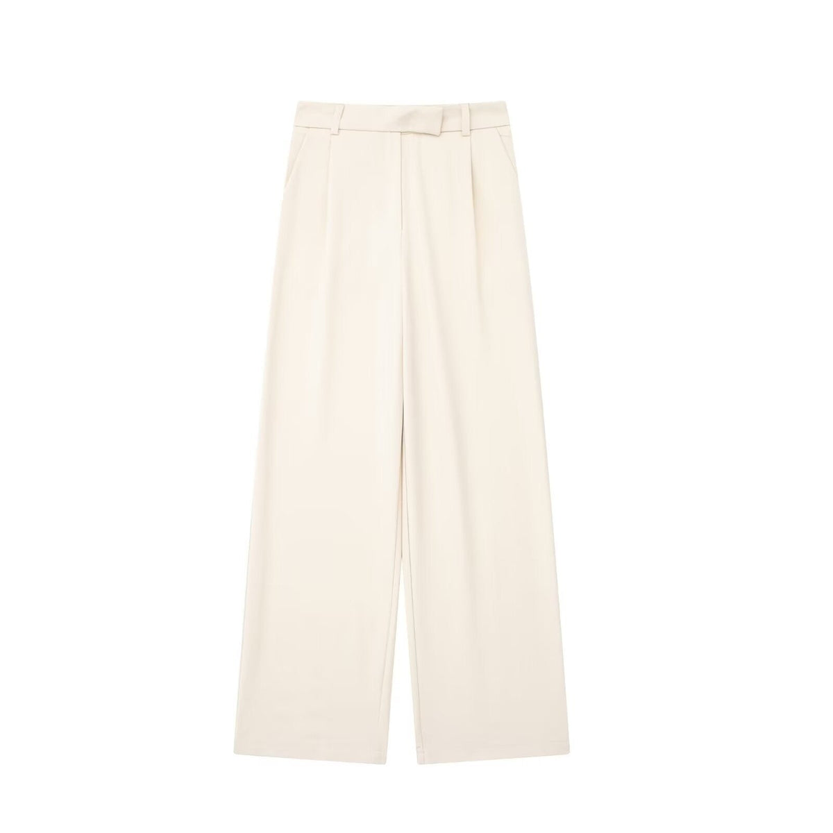 Women's mid-rise cotton-blend wide-leg trousers – Lightweight, tailored full-length design for the office, smart casual looks, and everyday wear in spring and summer