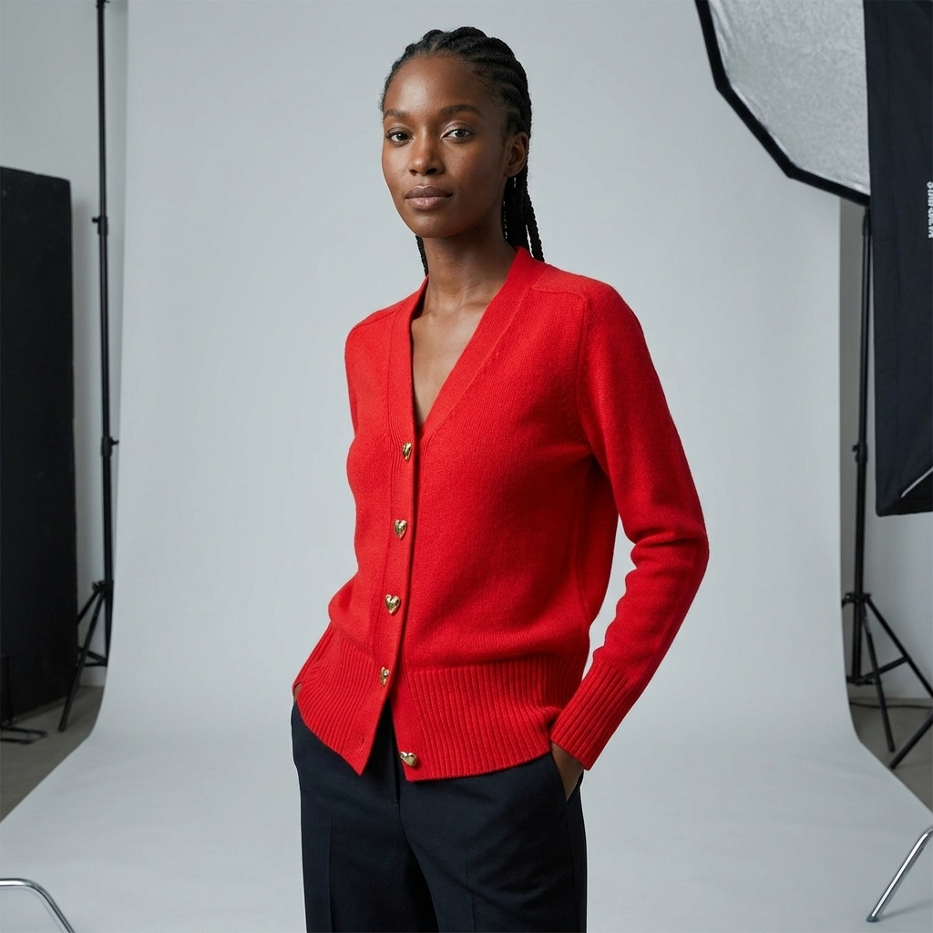 Dame Strikket Cardigan Med V-udskæring Og Knaplukning Foran – Elegant Efterårsstrik Til Hverdagsbrug, Kontor, Fritid Og Smart Casual Stil