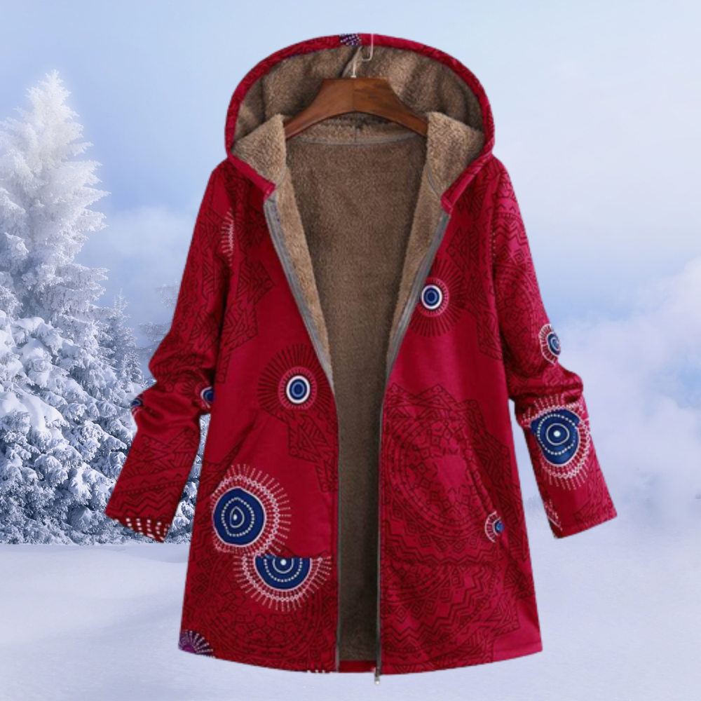 Women's Reversible Jacket with Hood, Print and Fleece Lining – Versatile and Warm Jacket for Fall, Winter and Casual Everyday Wear