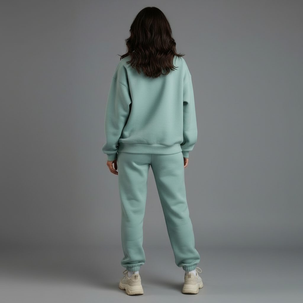 Dame Oversized Joggingsæt Med Half-zip Sweatshirt, Høj Krave Og Joggerbukser Med Ribkanter – Komfortabelt Fritidssæt Til Hverdagsbrug, Afslapning Og Casual Styling