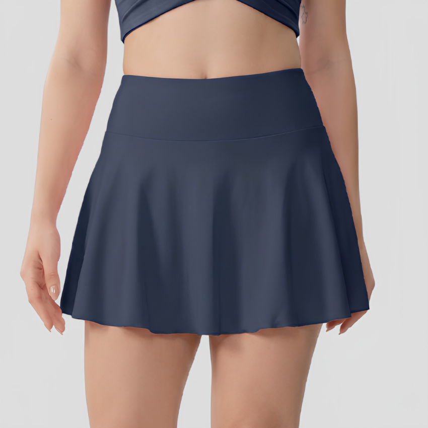 Women's High-Waisted Skort with an A-Line Cut – Flared Sports Skirt with Built-In Shorts for Sports, Leisure, and Casual Everyday Wear