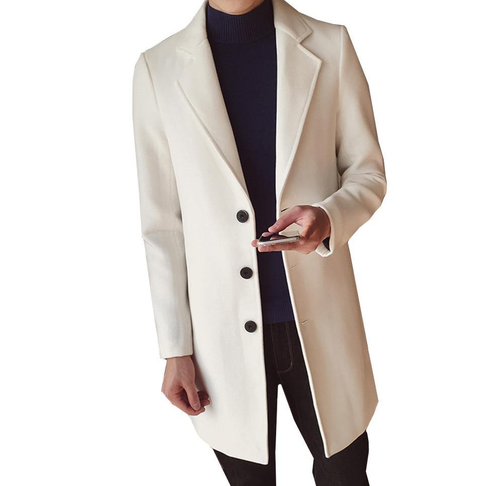 Pánský dlouhý vlněný kabát se slim střihem a klasickým designem – elegantní svrchní oděv do kanceláře, na obchodní schůzky, formální příležitosti a v elegantně ležérním stylu