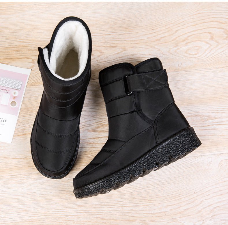 Botines de invierno para mujer con forro polar y correa con hebilla - Suela gruesa para caminar con calidez y comodidad cuando hace frío