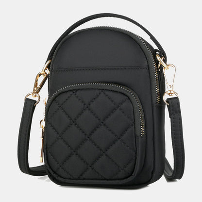 Dame Quiltet Mini-crossbody-taske Til Telefon Med Flere Lommer – Kompakt Taske Med Justerbar Skulderrem Til Hverdagsbrug, Shopping Og Fritid
