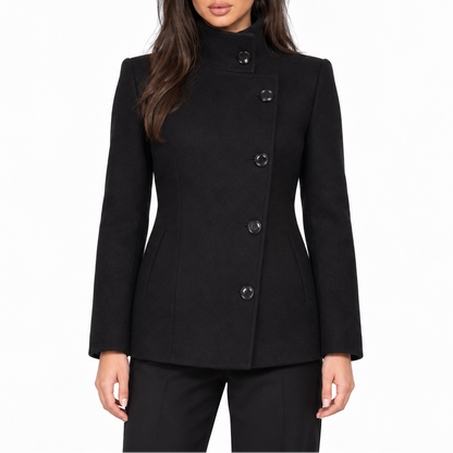 Women's Cropped Jacket with Stand Collar and Button Closure – Structured Design for Stylish Everyday Outfits in Fall and Winter