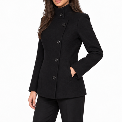 Women's Cropped Jacket with Stand Collar and Button Closure – Structured Design for Stylish Everyday Outfits in Fall and Winter