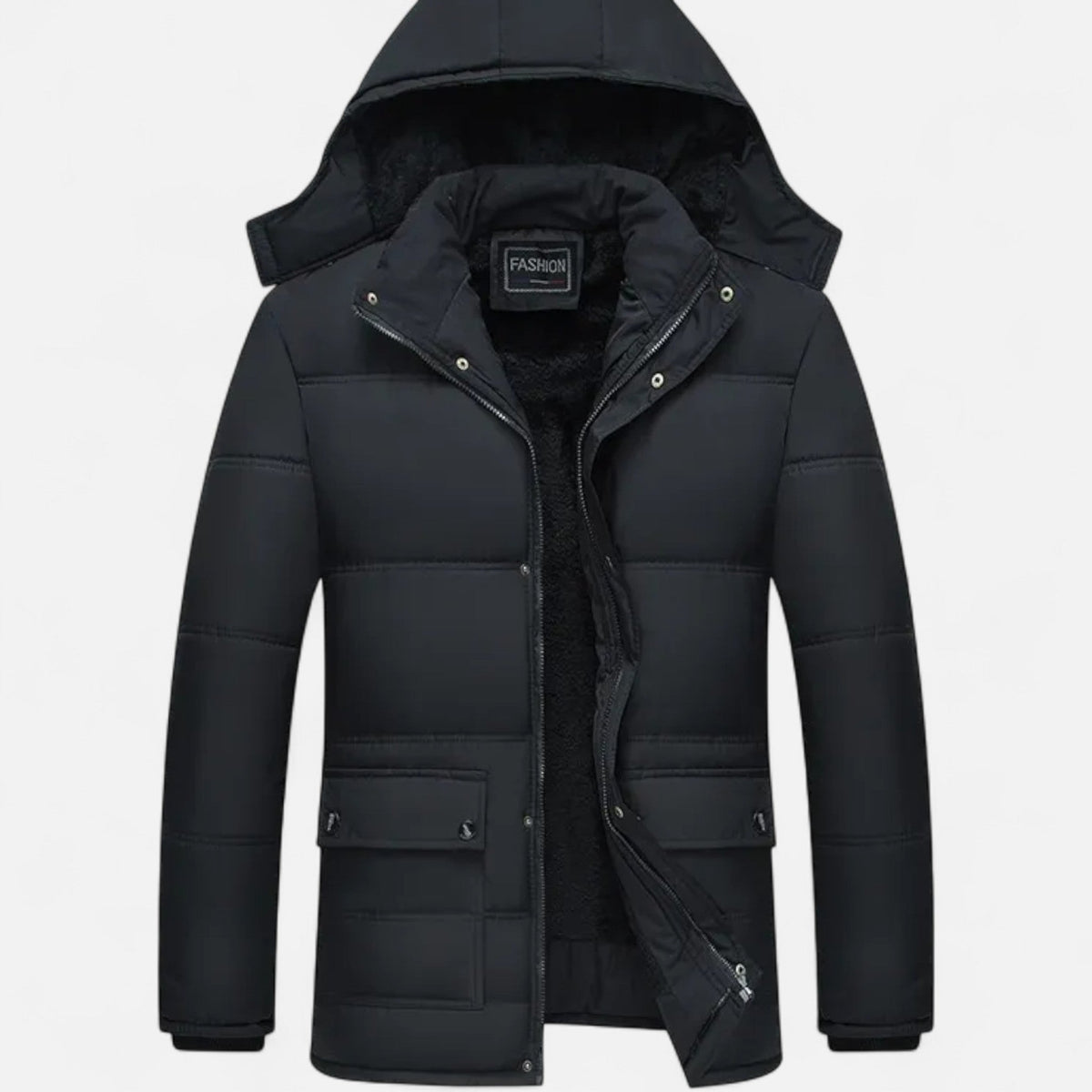 Men's Padded Cotton Hooded Jacket with Fur Lining - Warm Winter Jacket for Cold Days, Everyday Wear, and Outdoor Use