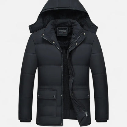 Men's Padded Cotton Hooded Jacket with Fur Lining - Warm Winter Jacket for Cold Days, Everyday Wear, and Outdoor Use
