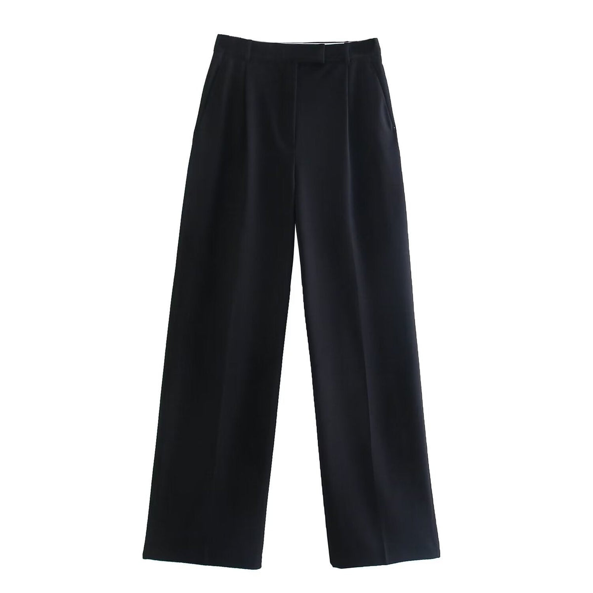 Women's mid-rise cotton-blend wide-leg trousers – Lightweight, tailored full-length design for the office, smart casual looks, and everyday wear in spring and summer