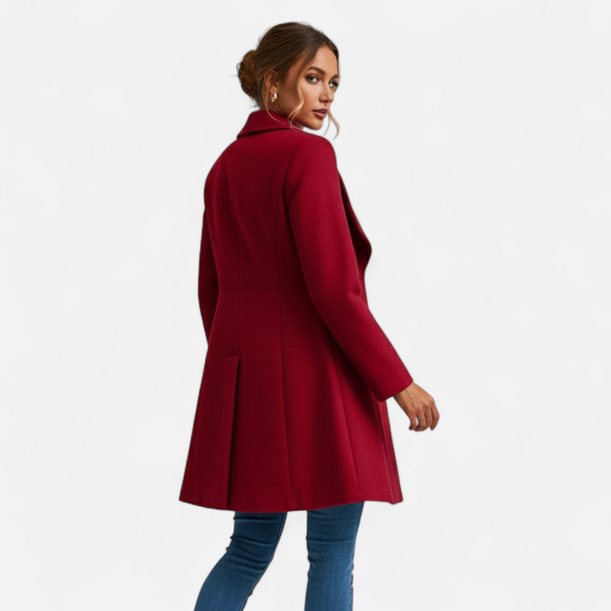 Abrigo de lana para mujer con cuello de solapa - Abrigo de invierno clásico para otoño, invierno, la oficina y el día a día