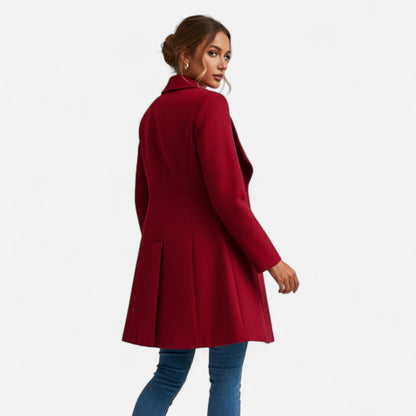 Abrigo de lana para mujer con cuello de solapa - Abrigo de invierno clásico para otoño, invierno, la oficina y el día a día