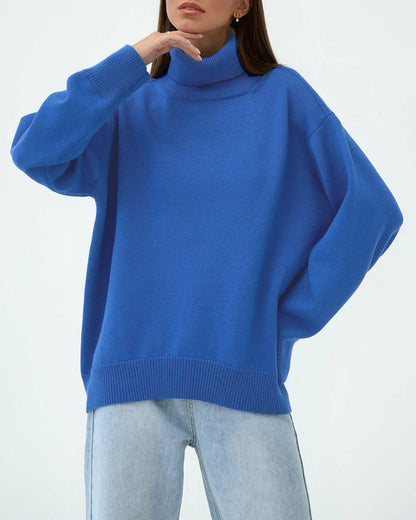 Dame Oversized Rullekravesweater – Afslappet Vinterstrik Til Daglig Lagdeling