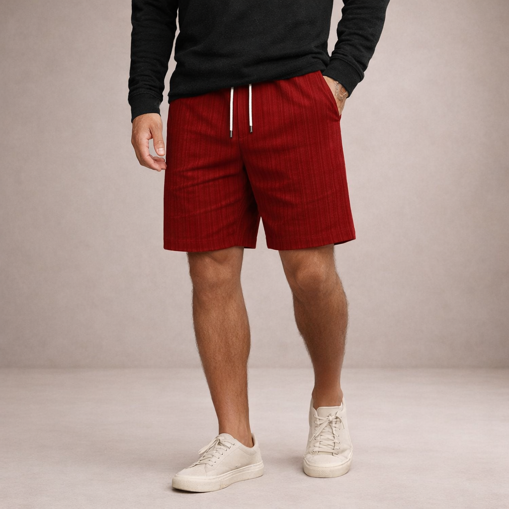 Herre Hørshorts Med Snøretalje Og Print – Afslappede Sommershorts Til Ferie, Strand, Fritid Og Hverdagsbrug