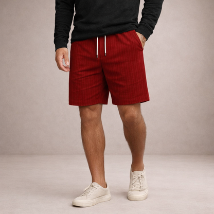 Herre Hørshorts Med Snøretalje Og Print – Afslappede Sommershorts Til Ferie, Strand, Fritid Og Hverdagsbrug
