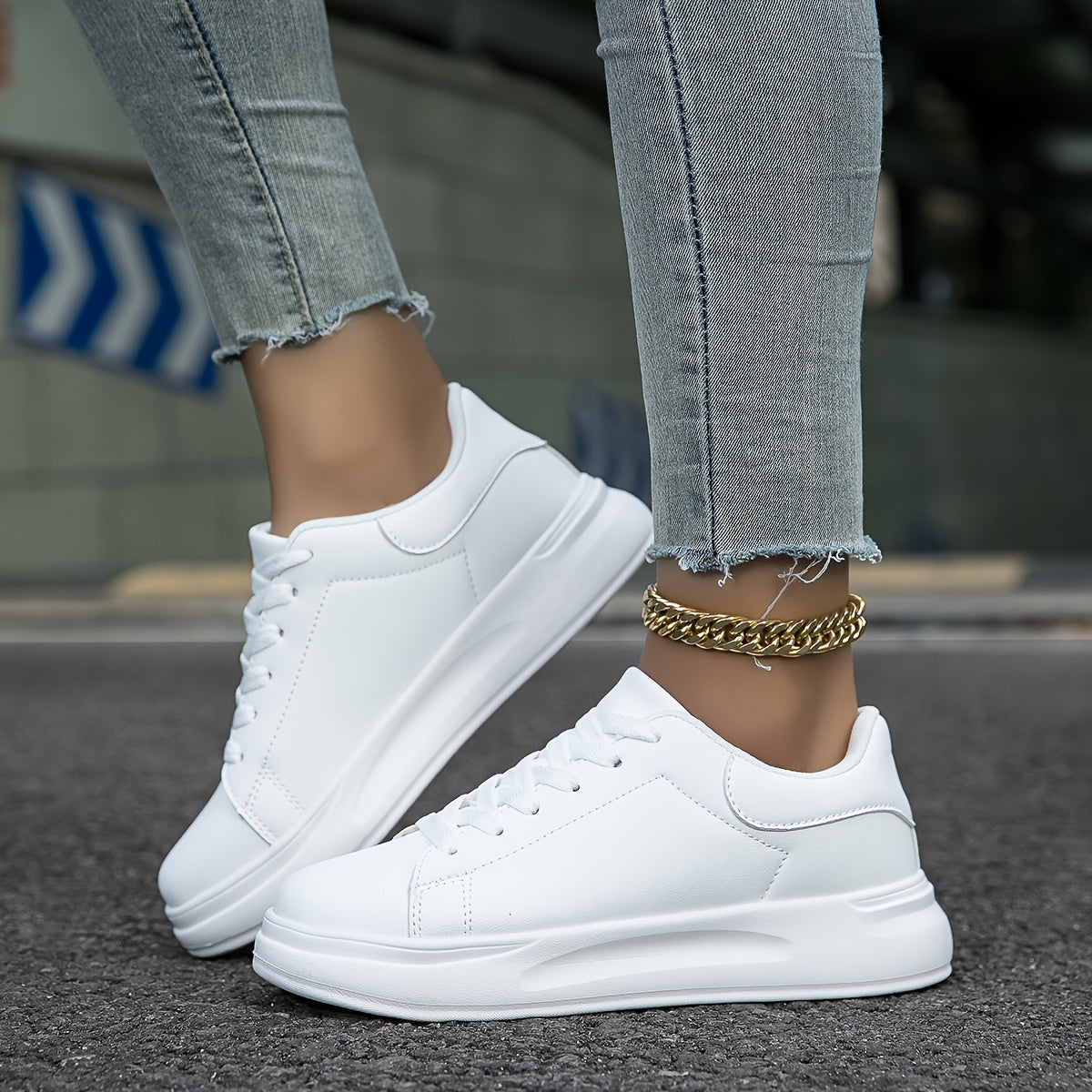 Dame Platform-sneakers I Kunstlæder Med Snørebånd – Lave Fritidssko Med Polstret Sål Til Hverdagsbrug Og Moderne Streetwear