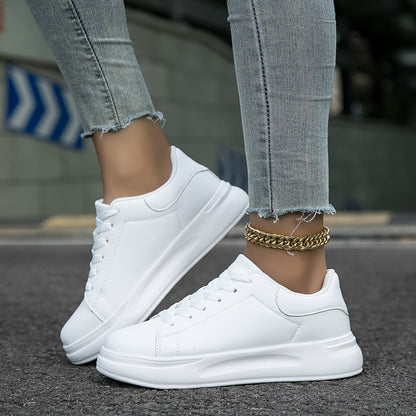 Dame Platform-sneakers I Kunstlæder Med Snørebånd – Lave Fritidssko Med Polstret Sål Til Hverdagsbrug Og Moderne Streetwear