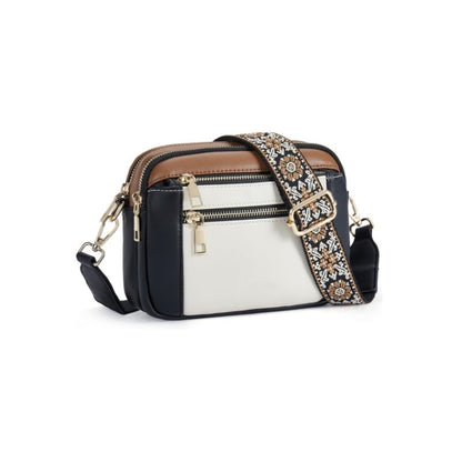 Geantă crossbody pentru femei, cu mai multe buzunare cu fermoar și curea cu model – geantă de umăr elegantă pentru utilizare zilnică, cumpărături, călătorii și timp liber