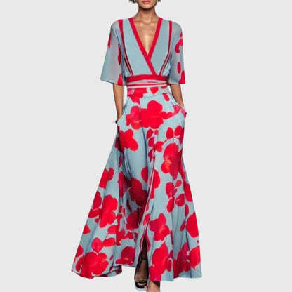 Women's Floral Wrap Maxi Dress – Elegant Dress for Parties, Weddings, Vacations, and Special Occasions