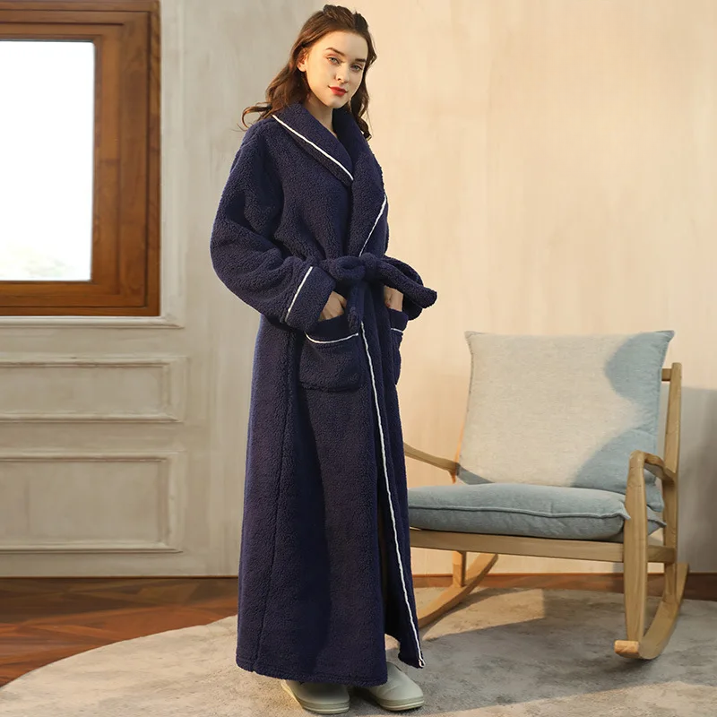 Women's Flannel Robe with Belt – Warm Robe for Home, Relaxation, and Cold Winter Days
