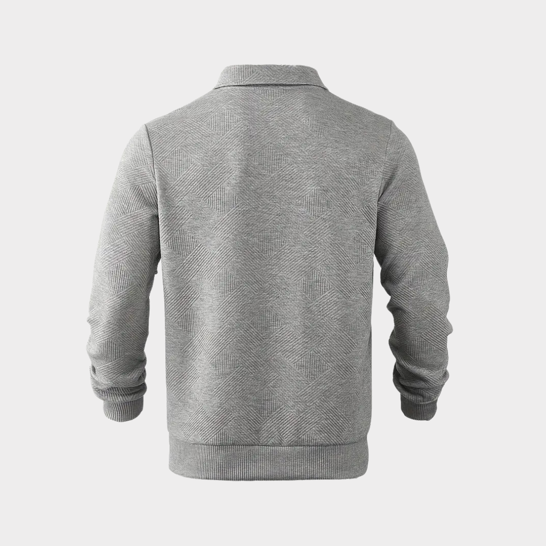 Herre Varm Polo-Sweatshirt Med Halv Lynlås – Afslappet Langærmet Lag Til Kontor Og Weekendbrug
