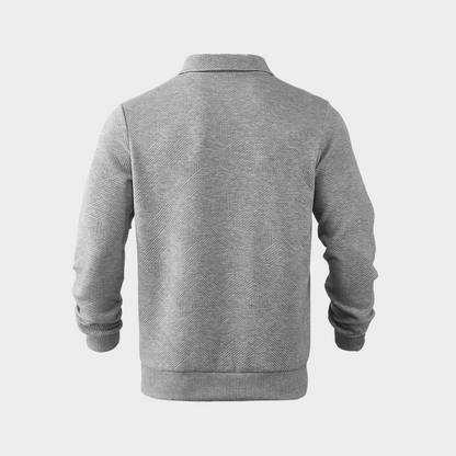 Herre Varm Polo-Sweatshirt Med Halv Lynlås – Afslappet Langærmet Lag Til Kontor Og Weekendbrug