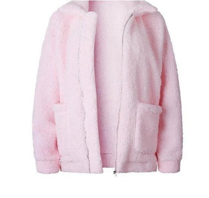 Dámská bunda z teddy fleecu na zip v oversized střihu – měkké a hřejivé svrchní oblečení na podzim, zimu, každodenní nošení a volný čas