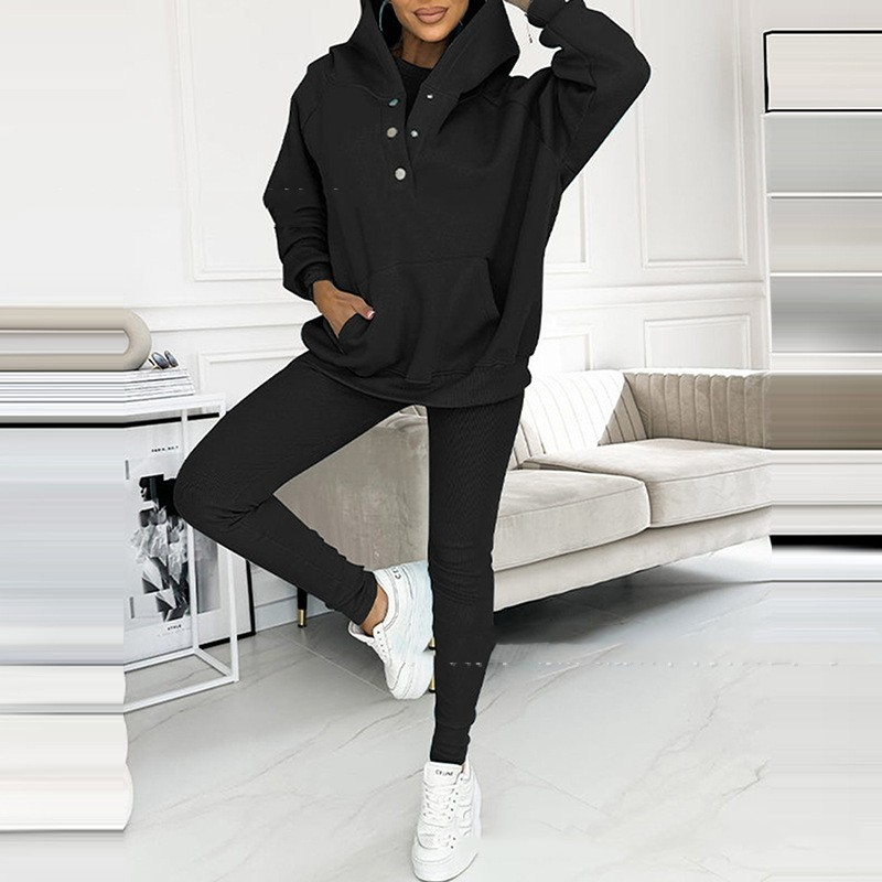 Women's Two-Piece Set with Hoodie and Leggings – Soft and Comfortable Loungewear for Relaxing at Home, Travel, and Everyday Wear